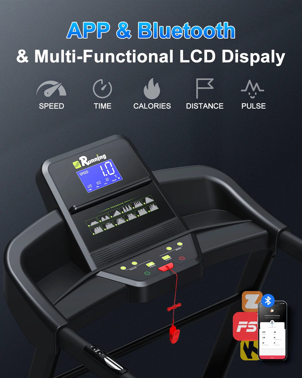 400LBS Capacity 3.5 HP Treadmill with 15% Auto Incline for Home- Heavy Duty Treadmill Foldable with App/Bluetooth - 18 Inch Wide Belt, Folding Treadmill for Home Gym Walking Running Exercise