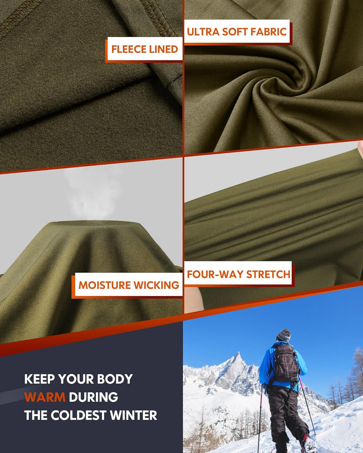 Thermal Underwear Long Johns Set Mens Winter Gift Hunting Gear Sport Base Layer Bottom Top