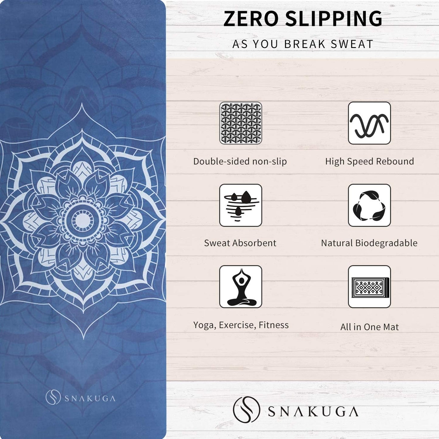Yoga Mat, Non Slip Exercise Suede Mat, All-Purpose Fitness Mat with High Density Anti-Tear Surface for Women, Ideal for Pilates Workout (72'' X 26'' X 3.5Mm Thick)