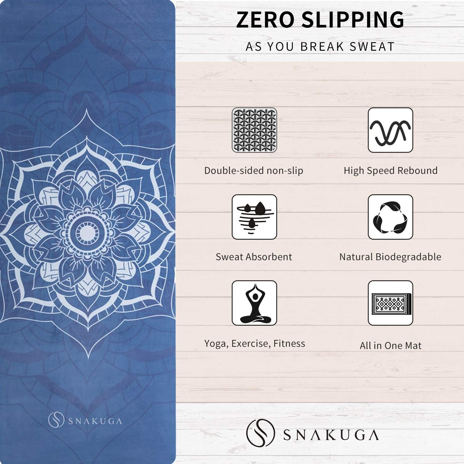 Yoga Mat, Non Slip Exercise Suede Mat, All-Purpose Fitness Mat with High Density Anti-Tear Surface for Women, Ideal for Pilates Workout (72'' X 26'' X 3.5Mm Thick)