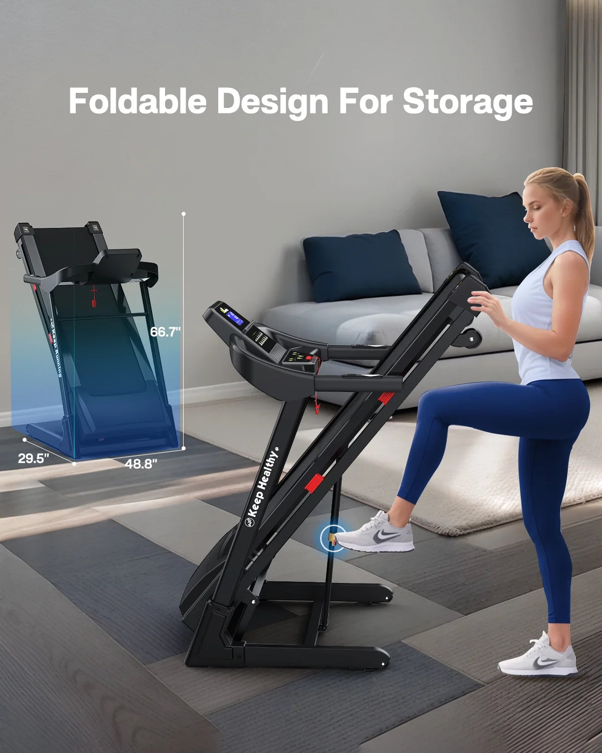400LBS Capacity 3.5 HP Treadmill with 15% Auto Incline for Home- Heavy Duty Treadmill Foldable with App/Bluetooth - 18 Inch Wide Belt, Folding Treadmill for Home Gym Walking Running Exercise
