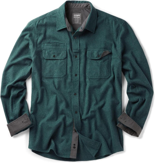 Men'S All Cotton Flannel Shirt, Long Sleeve Casual Button down Plaid Shirt, Brushed Soft Outdoor Tactical Work Shirts